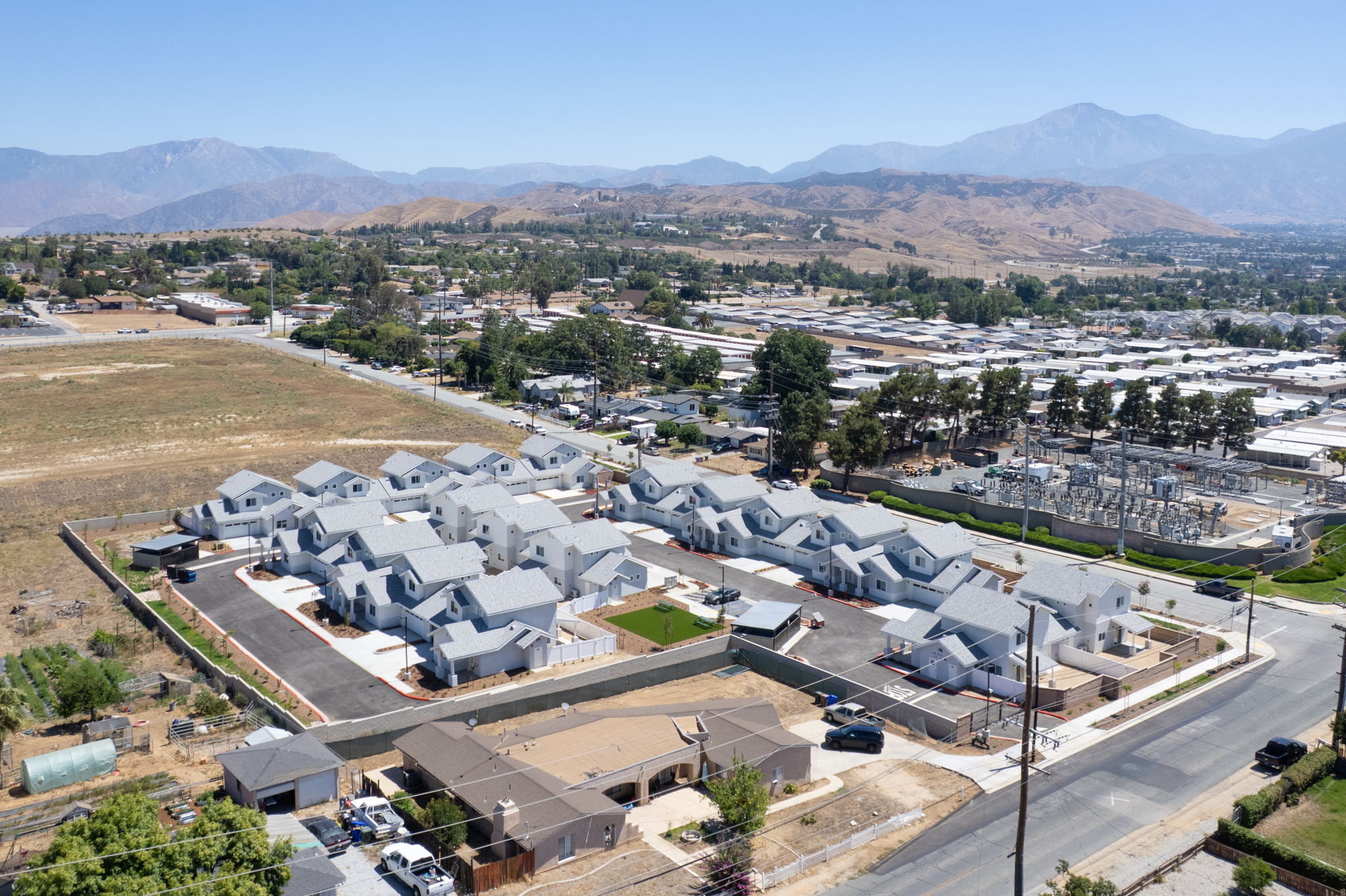 Aerial view with San Bernardino Mountains
