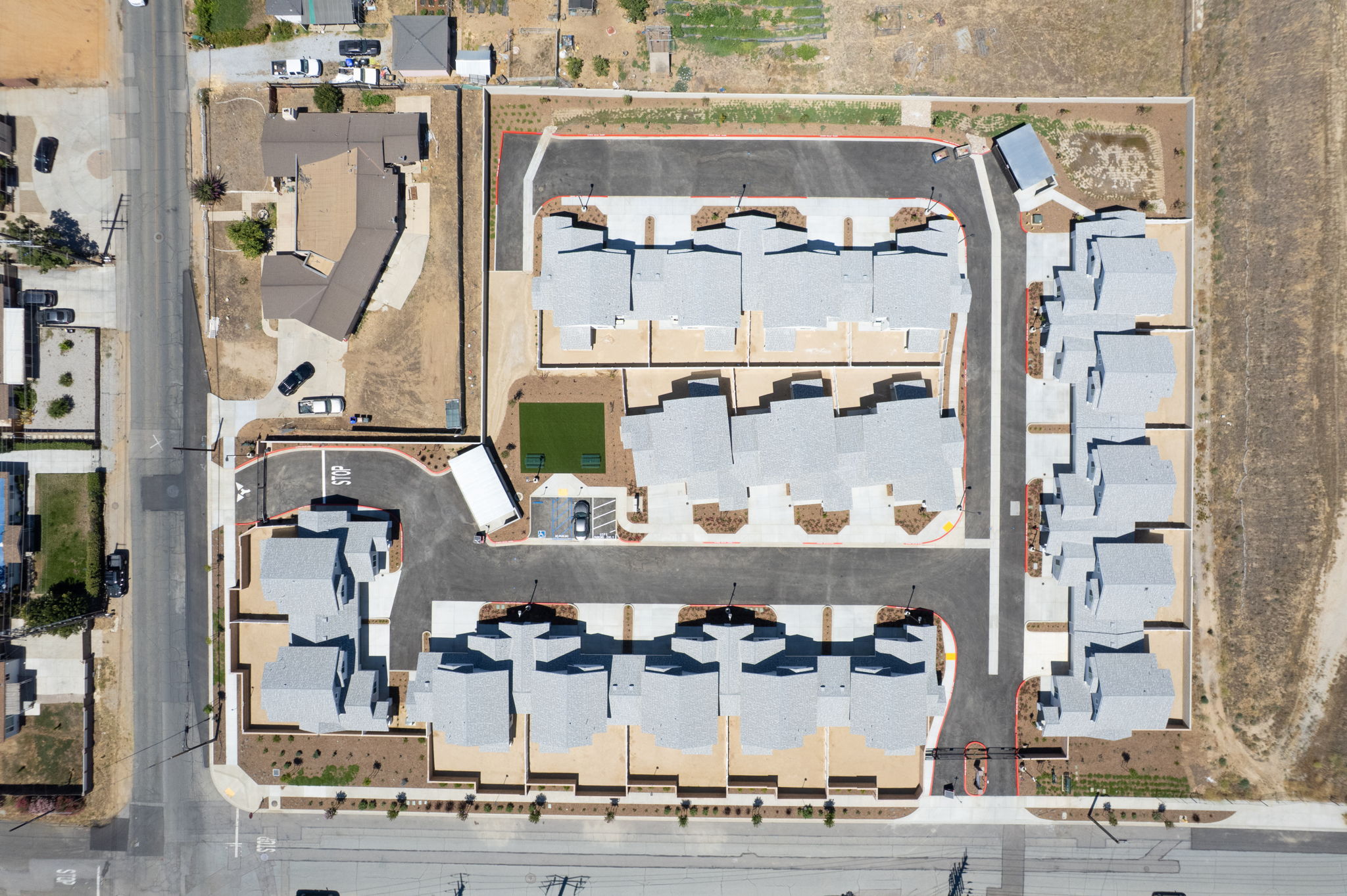 Top-down aerial view of the community
