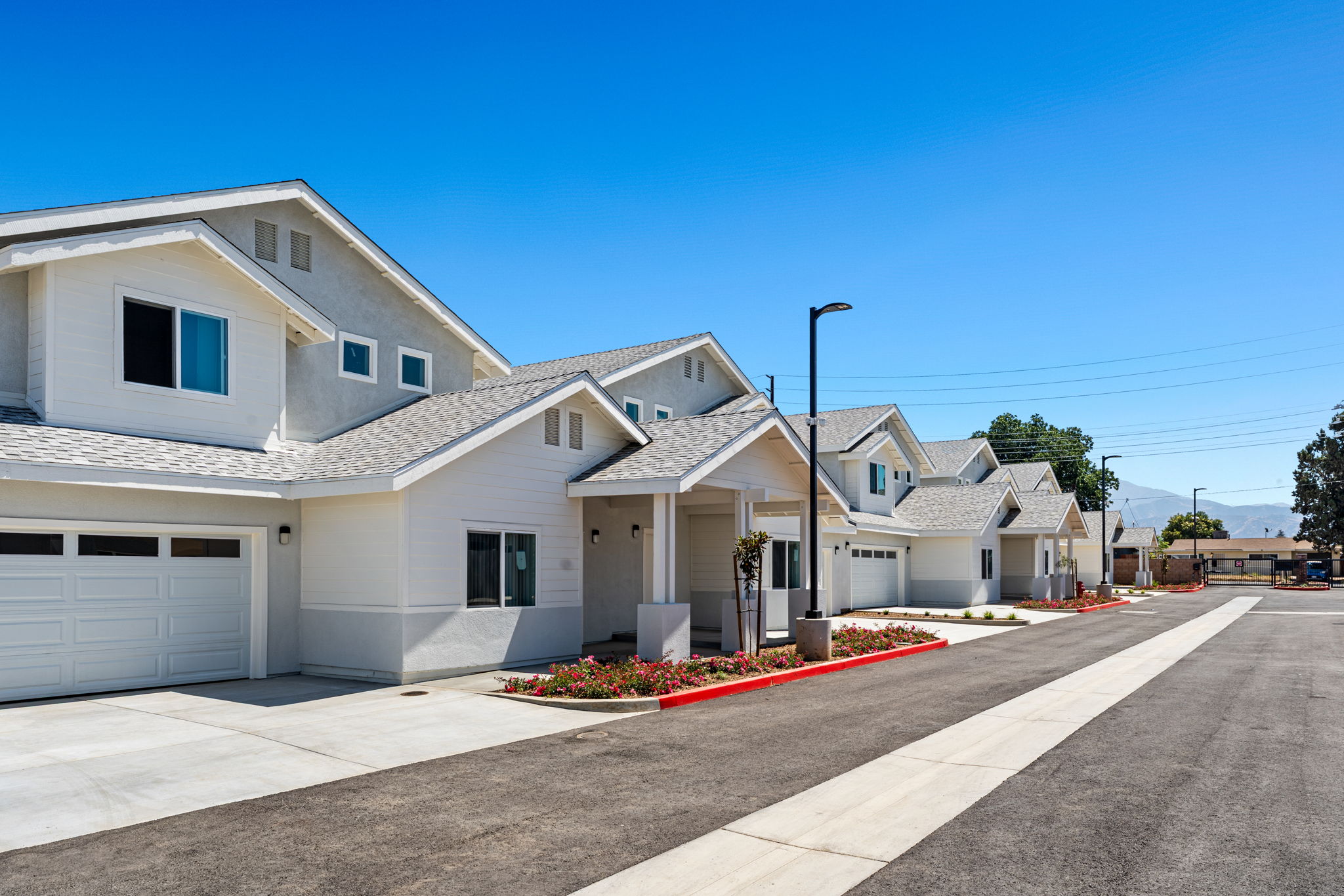Townhome exterior with covered entry